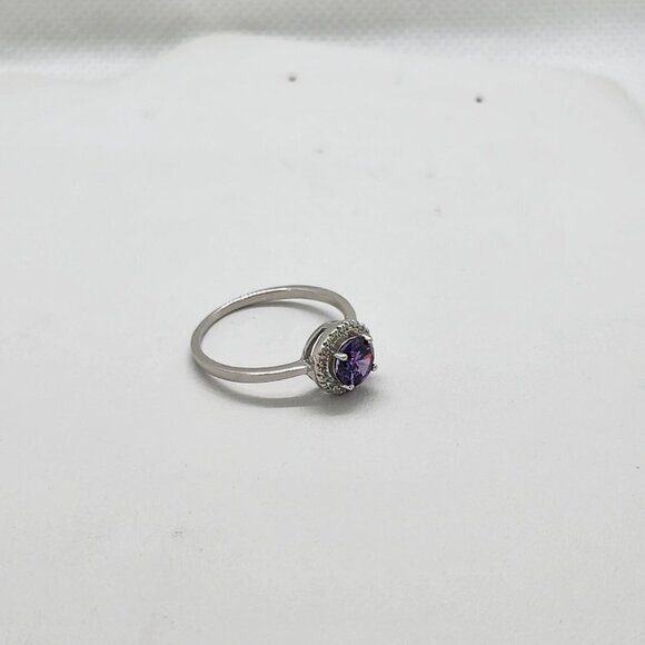 Brand New Sterling Silver 925 Purple Round Gemstone Ring - Picture 3 of 5